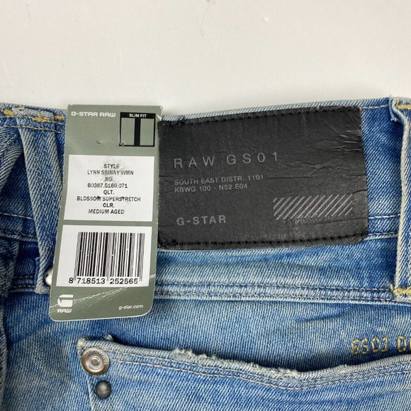 NEW G-Star Lynn Skinny Jeans Womens 27 x 32 Medium Aged Blossom Super Stretch - Picture 8 of 14